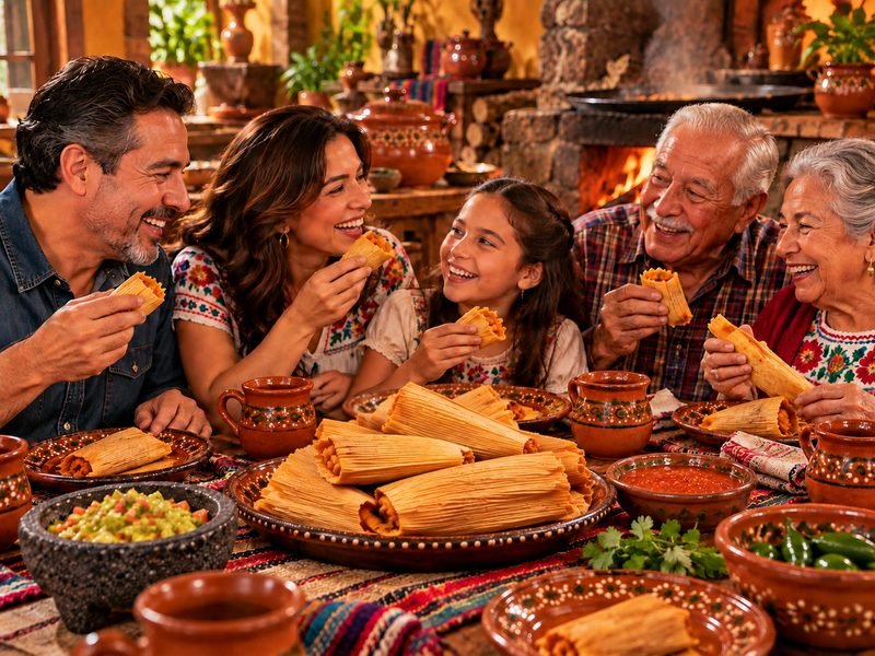 1 DECENA - Familia mexicana compartiendo tamales